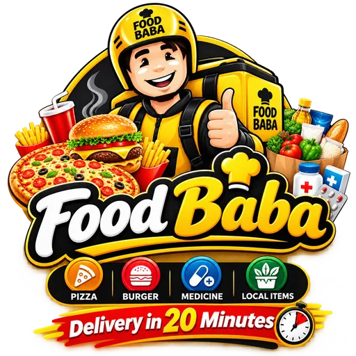 Foodbaba: Pizza, Burger, Medicine, Local items. Delivery in 20 minutes.